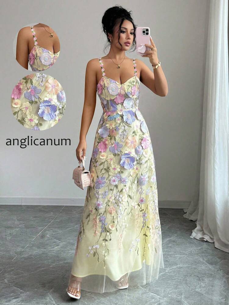 Women's Embroidered Waist Dress Elegant Summer Outfit For Banquet Party Evening Formal Vacation Clothing Fashion Casual Sundress Chic