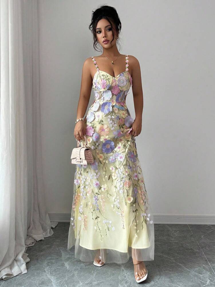 Women's Embroidered Waist Dress Elegant Summer Outfit For Banquet Party Evening Formal Vacation Clothing Fashion Casual Sundress Chic