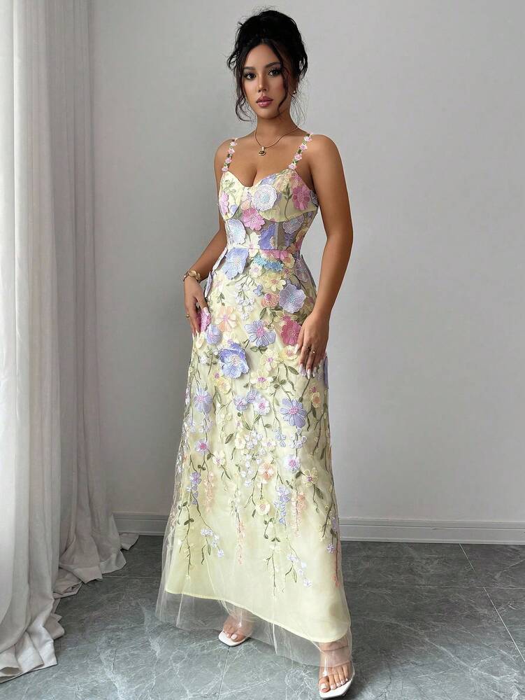 Women's Embroidered Waist Dress Elegant Summer Outfit For Banquet Party Evening Formal Vacation Clothing Fashion Casual Sundress Chic